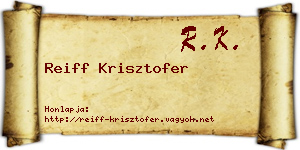 Reiff Krisztofer névjegykártya